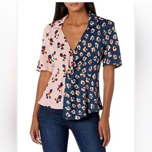 BCBG Generation Floral Light Womens short Sleeve Top/Blouse medium spring flower